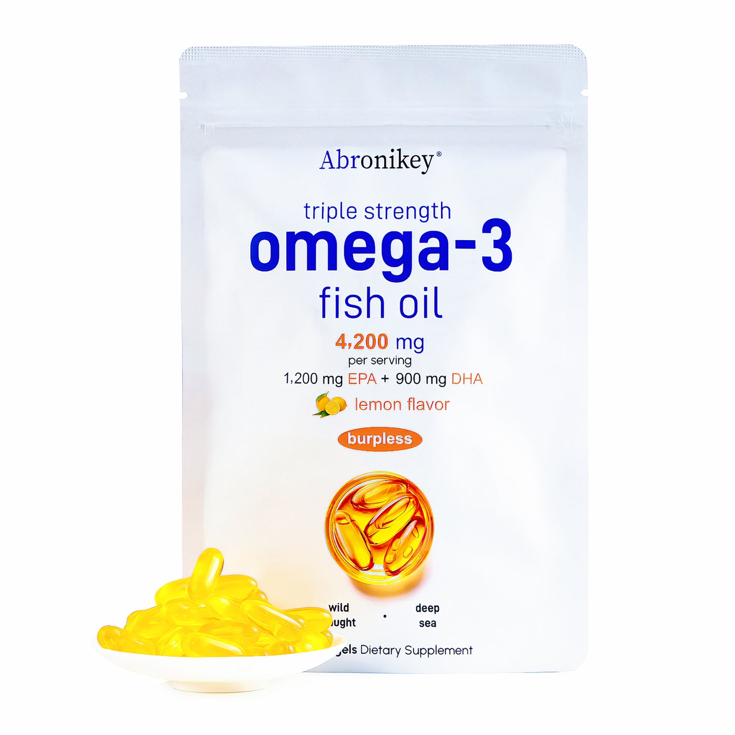 Triple Strength Omega-3 Fish Oil: Lemon Flavor Softgels