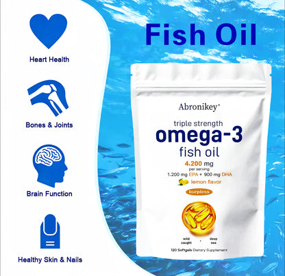 Triple Strength Omega-3 Fish Oil: Lemon Flavor Softgels